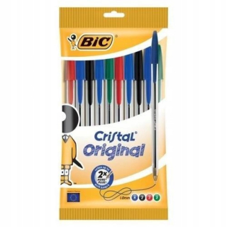 TRANSPARENTNÉ tradičné perá s uzáverom, OFFICE 10 kusov BIC CRYSTAL